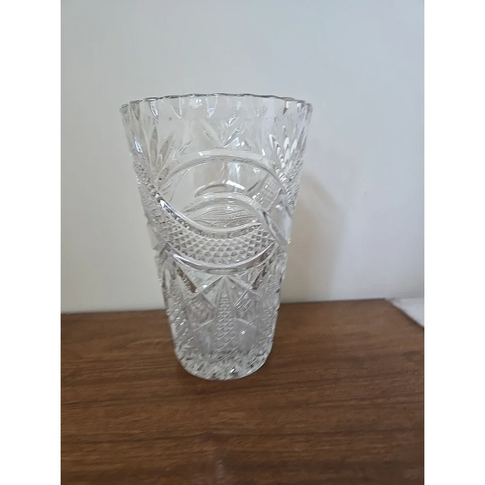 Vintage Lead Crystal Glass Vase 10